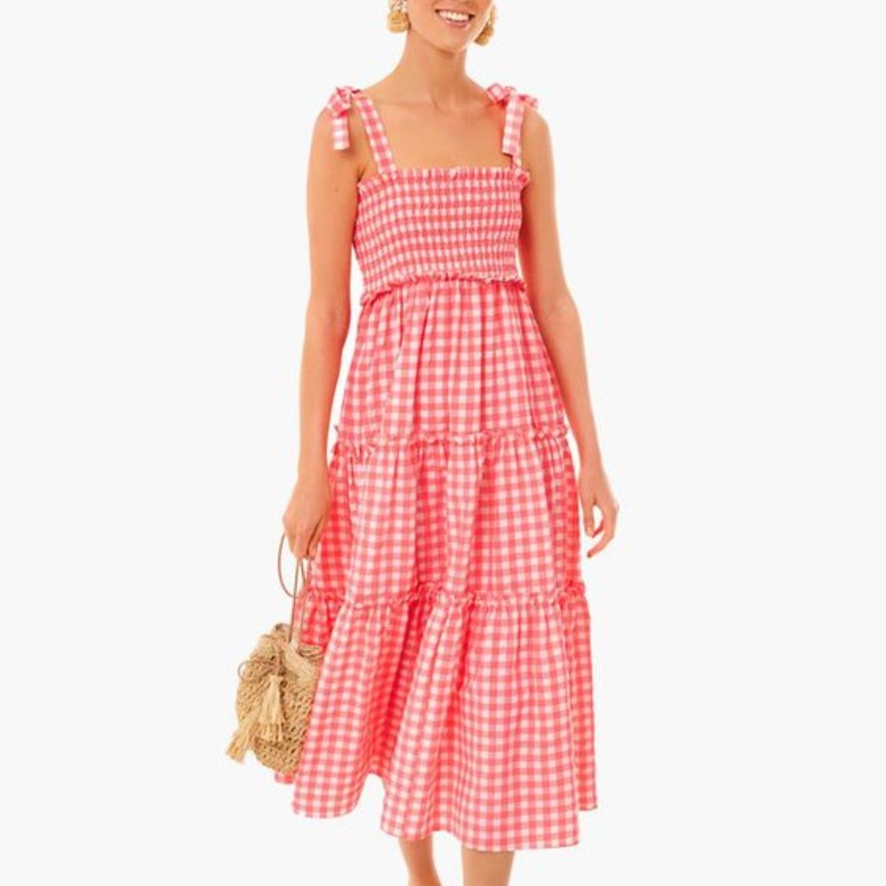 Tuckernuck Electric Pink Gingham Nellie Dress